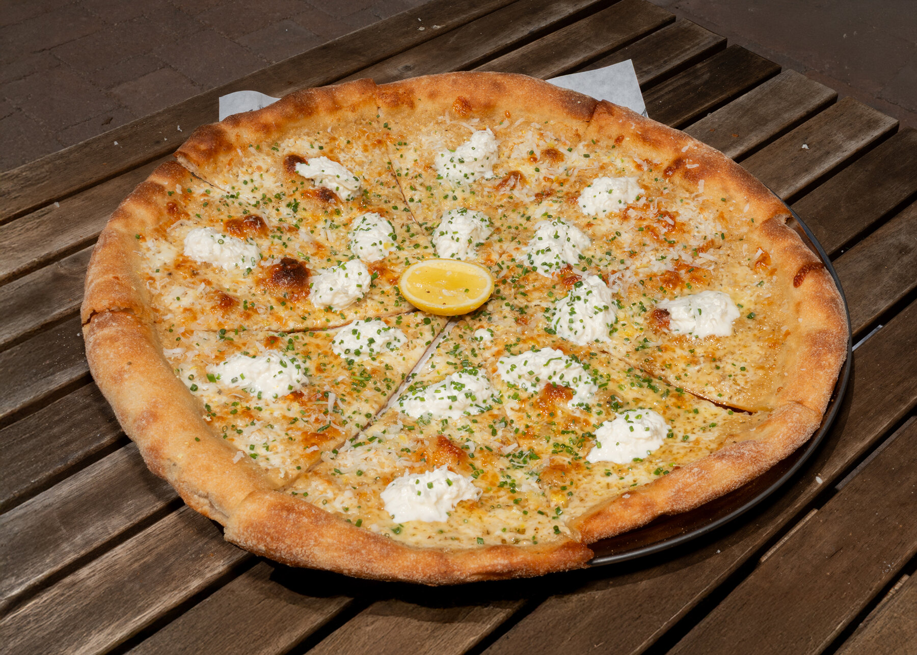 White pizza at Milio's Pizza